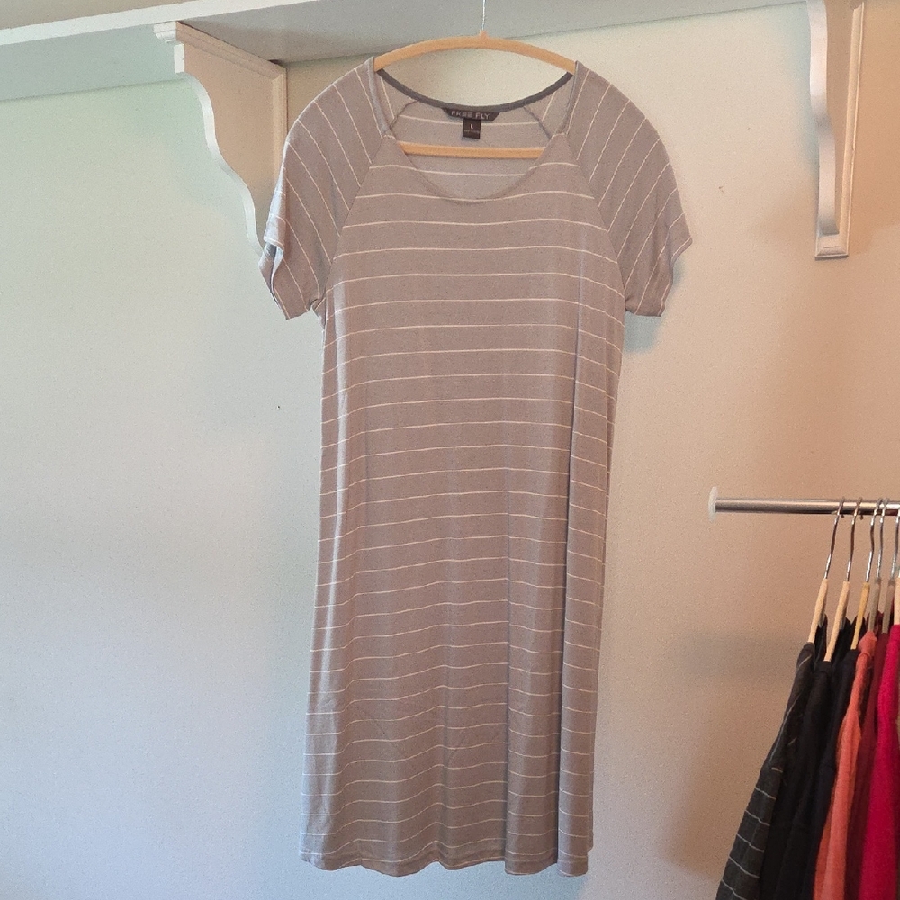 Free Fly Apparel Gray Striped Dress Or Cover-Up